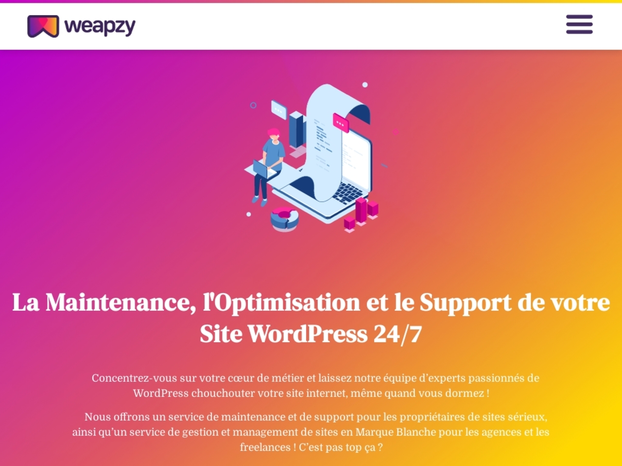 WEAPZY, équipe d'experts en services de maintenance et d'optimisation de sites web