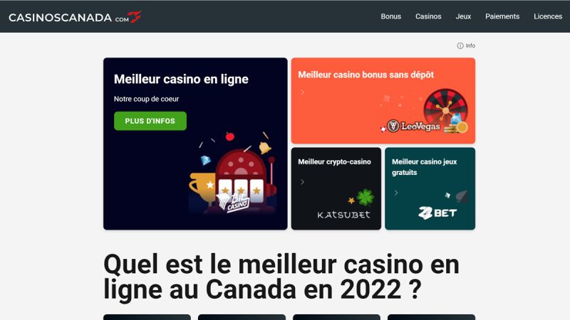 Les bonnes adresses de casino en ligne au Canada