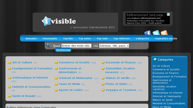 Annuaire Web Ivisible: un annuaire généraliste gratuit