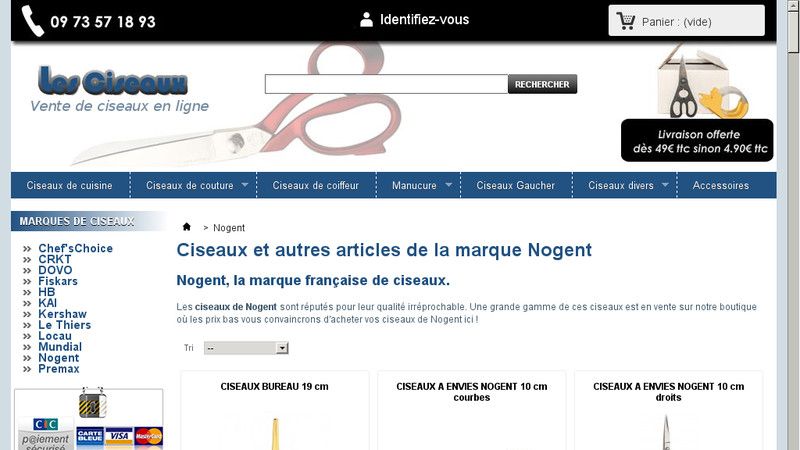 Site internet pour l'achat de ciseaux Nogent