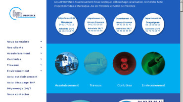 Page d'accueil du site : Aquaprovence Assainissement