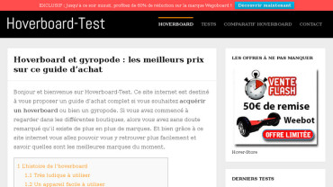 Page d'accueil du site : Hoverboard-Test