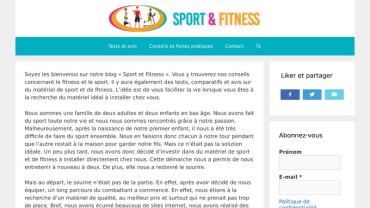 Page d'accueil du site : Sport et Fitness