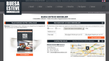 Page d'accueil du site : Buesa Esteve Immobilier
