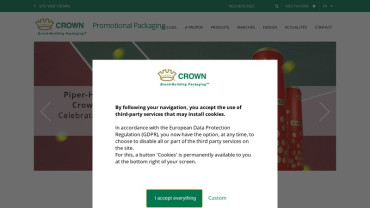 Page d'accueil du site : CROWN Promotional Packaging