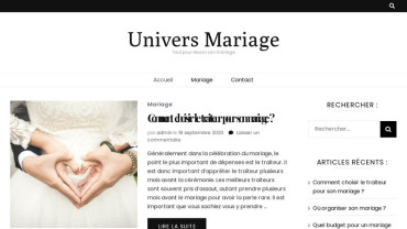 Page d'accueil du site : Univers Mariage