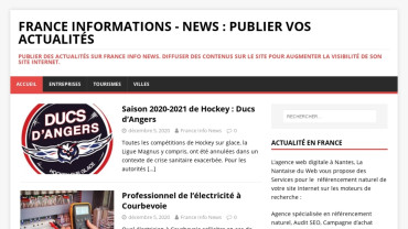 Page d'accueil du site : France Info News