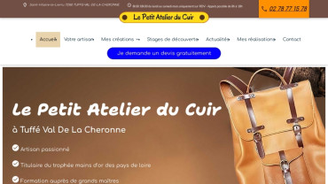 Page d'accueil du site : Le Petit Atelier du Cuir
