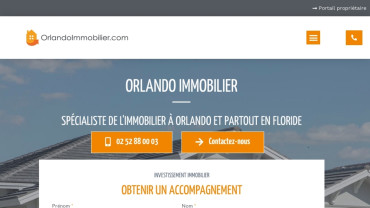 Page d'accueil du site : Orlando Immobilier
