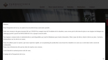 Page d'accueil du site : Parqueterie de la Lys