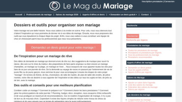 Page d'accueil du site : Secret de Mariage