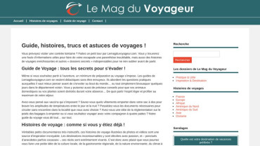 Page d'accueil du site : Secret de Voyageur