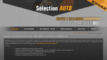 Page d'accueil du site : Sélection Auto