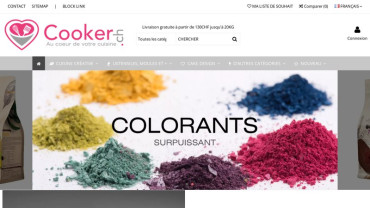 Page d'accueil du site : Cooker.ch