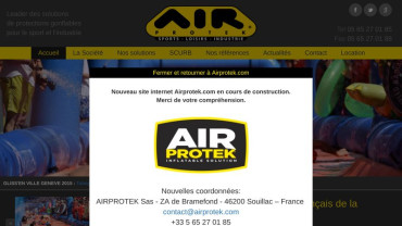 Page d'accueil du site : Airprotek