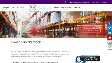 Page d'accueil du site : Financement de stock