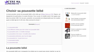 Page d'accueil du site : C'est Ma Poussette