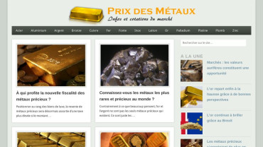 Page d'accueil du site : Cours des métaux